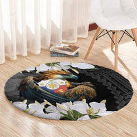Philippines Eagle with Coat Of Arm Round Carpet Simple Sampaguita Jasmine LT9 - Polynesian Pride
