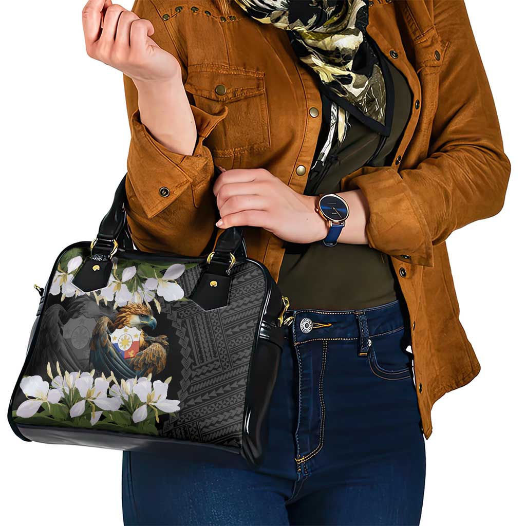 Philippines Eagle with Coat Of Arm Shoulder Handbag Simple Sampaguita Jasmine LT9 - Polynesian Pride