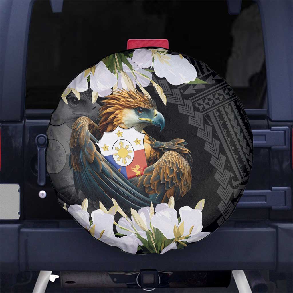 Philippines Eagle with Coat Of Arm Spare Tire Cover Simple Sampaguita Jasmine LT9 - Polynesian Pride