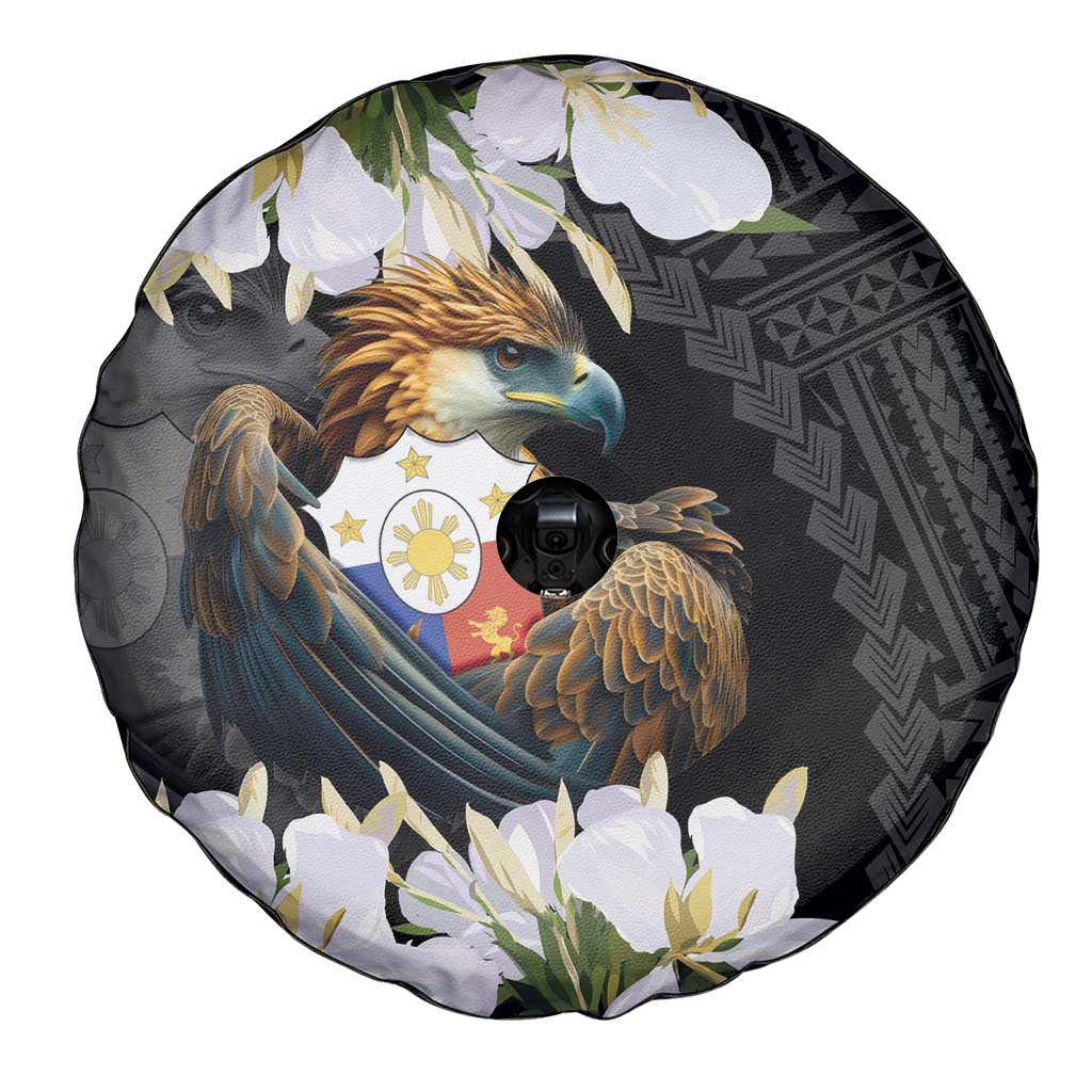 Philippines Eagle with Coat Of Arm Spare Tire Cover Simple Sampaguita Jasmine LT9 - Polynesian Pride