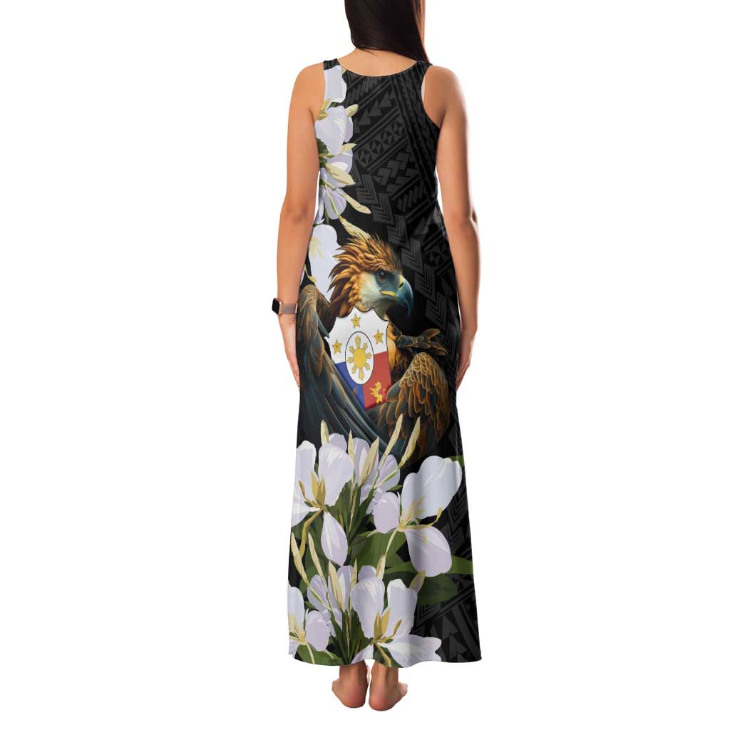 Philippines Eagle with Coat Of Arm Tank Maxi Dress Simple Sampaguita Jasmine LT9 - Polynesian Pride