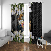 Philippines Eagle with Coat Of Arm Window Curtain Simple Sampaguita Jasmine LT9 With Grommets Black - Polynesian Pride