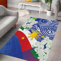 Philippines Flag Area Rug Sampaguita Jasmine with Polynesian Tribal LT9 - Polynesian Pride