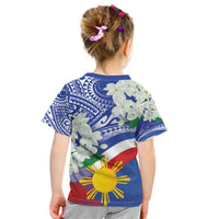 Philippines Flag Kid T Shirt Sampaguita Jasmine with Polynesian Tribal LT9 - Polynesian Pride
