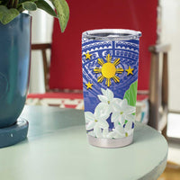 Philippines Flag Tumbler Cup Sampaguita Jasmine with Polynesian Tribal LT9 - Polynesian Pride