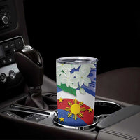 Philippines Flag Tumbler Cup Sampaguita Jasmine with Polynesian Tribal LT9 - Polynesian Pride