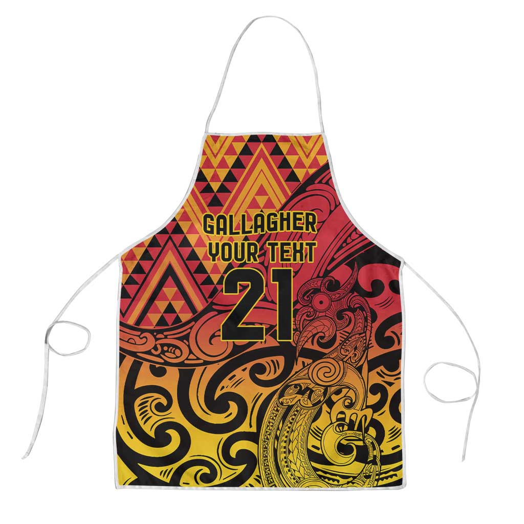 New Zealand Rangatira Custom Apron Red and Gold Niho Taniwha Maori Tribal LT9 Gold - Polynesian Pride