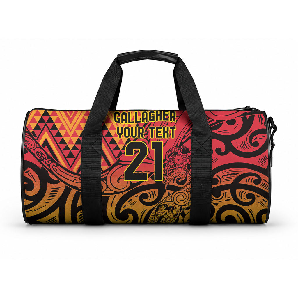 New Zealand Rangatira Custom Duffle Bag Red and Gold Niho Taniwha Maori Tribal LT9 One size Gold - Polynesian Pride