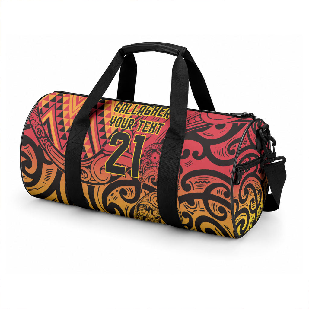 New Zealand Rangatira Custom Duffle Bag Red and Gold Niho Taniwha Maori Tribal LT9 - Polynesian Pride