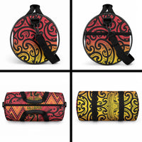 New Zealand Rangatira Custom Duffle Bag Red and Gold Niho Taniwha Maori Tribal LT9 - Polynesian Pride