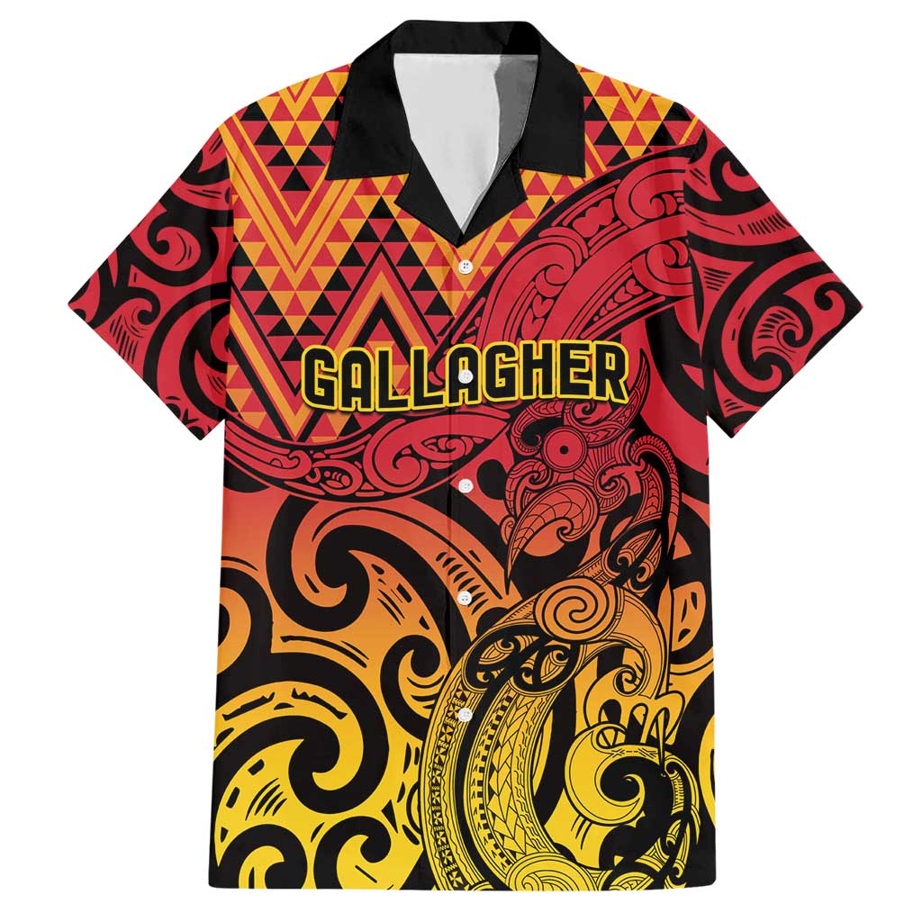 New Zealand Rangatira Custom Hawaiian Shirt Red and Gold Niho Taniwha Maori Tribal LT9 Gold - Polynesian Pride