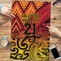 New Zealand Rangatira Custom Puzzle Red and Gold Niho Taniwha Maori Tribal LT9 Gold - Polynesian Pride