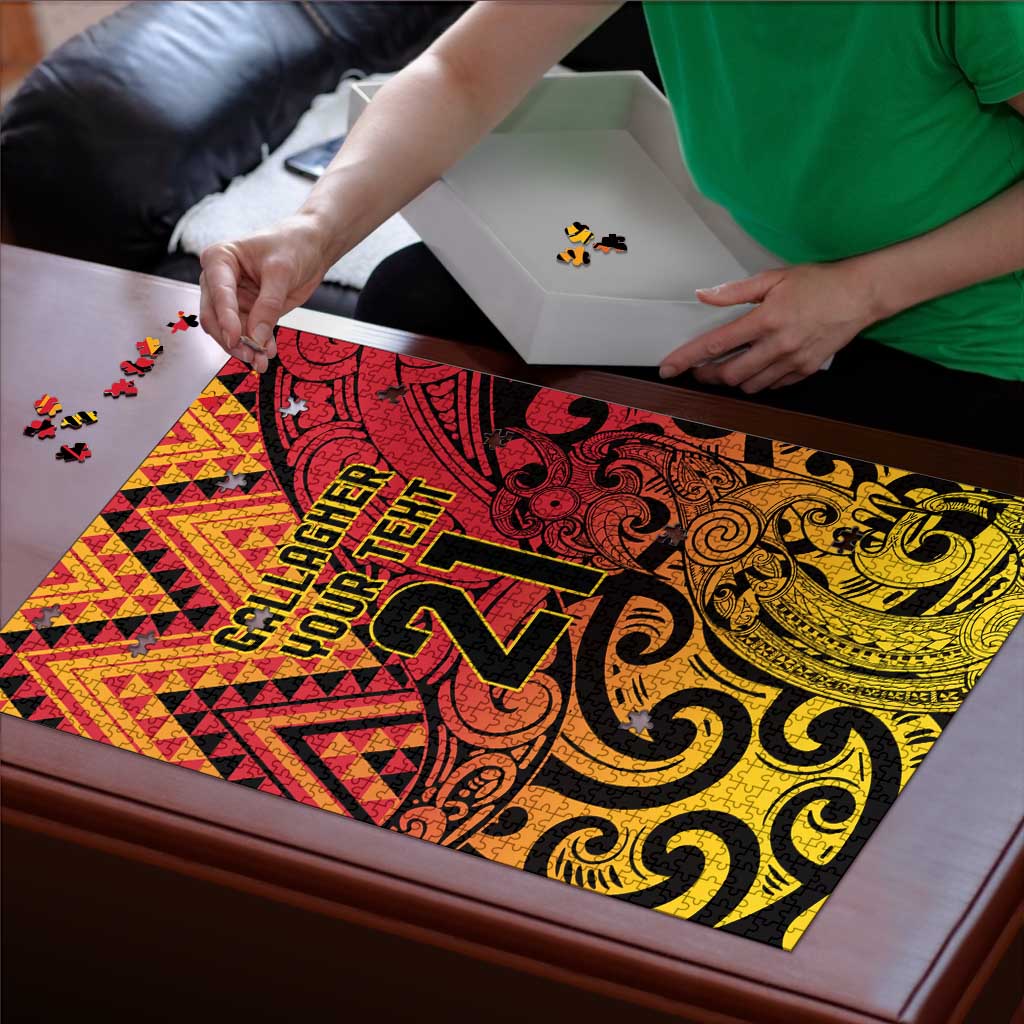 New Zealand Rangatira Custom Puzzle Red and Gold Niho Taniwha Maori Tribal LT9 - Polynesian Pride
