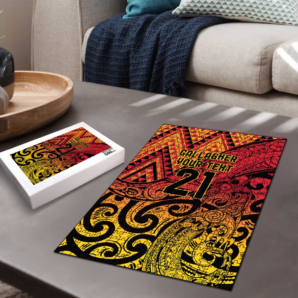New Zealand Rangatira Custom Puzzle Red and Gold Niho Taniwha Maori Tribal LT9 - Polynesian Pride