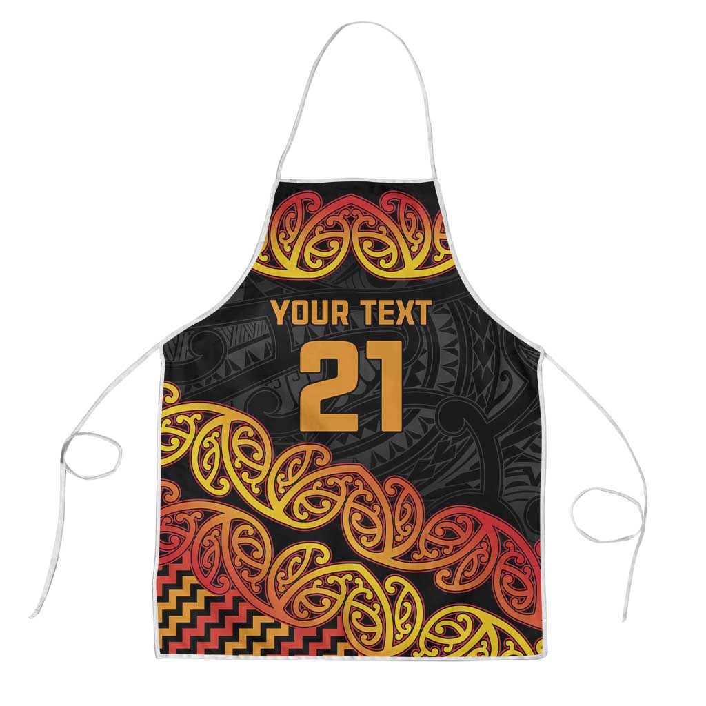 New Zealand Rugby Pacific Custom Apron Rangatira Maori Kowhaiwhai Pattern LT9 Gold - Polynesian Pride