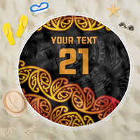 New Zealand Rugby Pacific Custom Beach Blanket Rangatira Maori Kowhaiwhai Pattern LT9 One Size 150cm Gold - Polynesian Pride