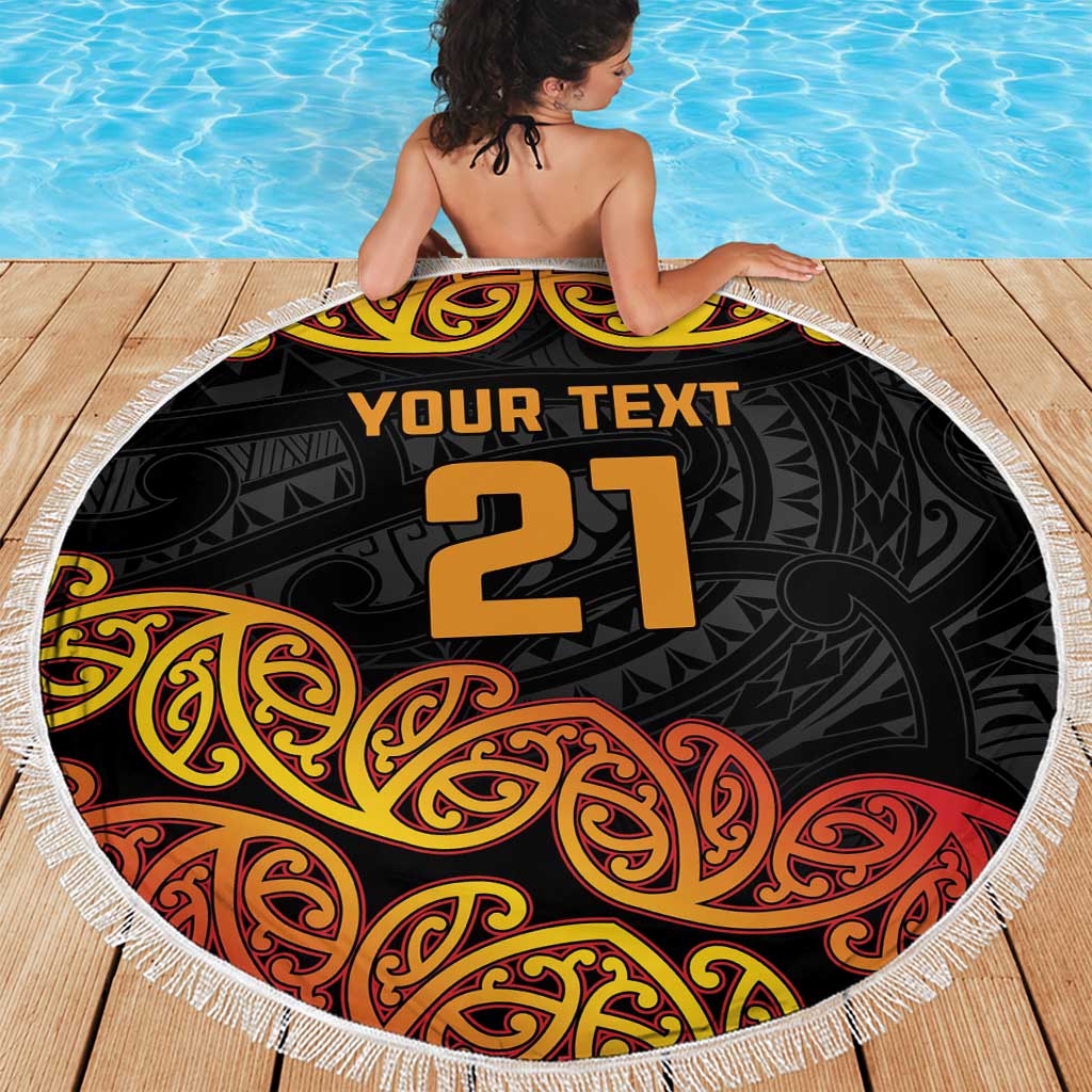 New Zealand Rugby Pacific Custom Beach Blanket Rangatira Maori Kowhaiwhai Pattern LT9 - Polynesian Pride