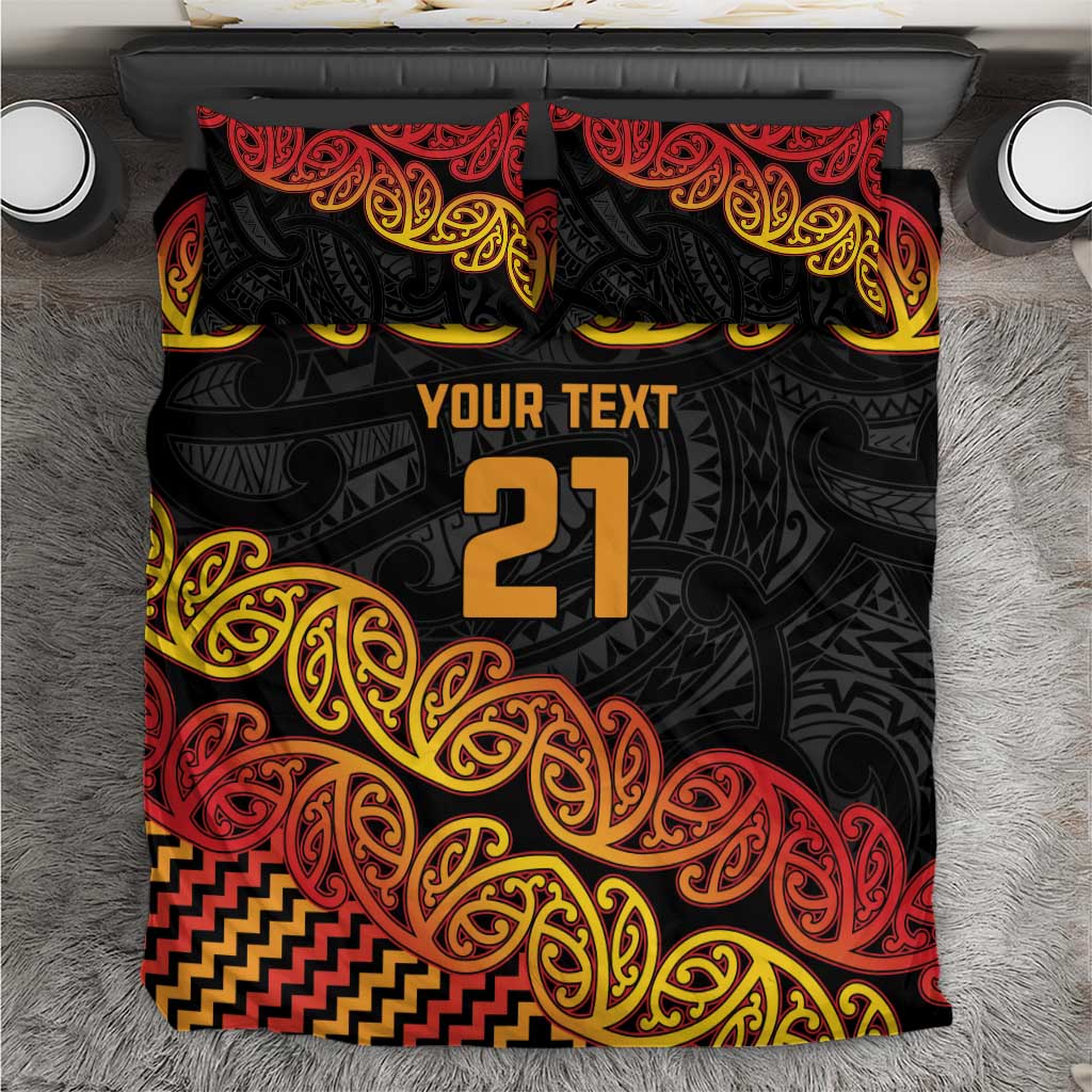 New Zealand Rugby Pacific Custom Bedding Set Rangatira Maori Kowhaiwhai Pattern LT9 Gold - Polynesian Pride