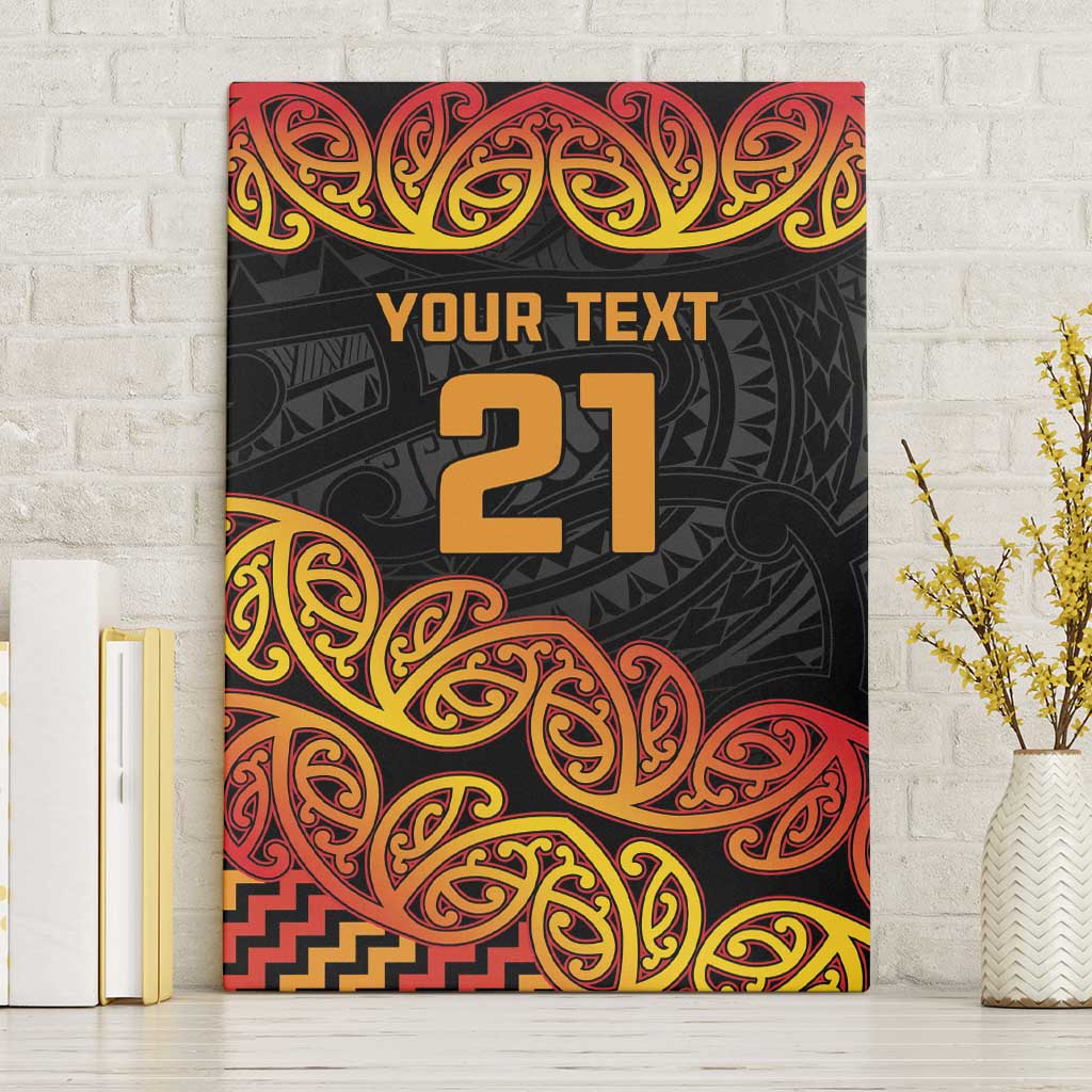 New Zealand Rugby Pacific Custom Canvas Wall Art Rangatira Maori Kowhaiwhai Pattern LT9 Without Frame Gold - Polynesian Pride