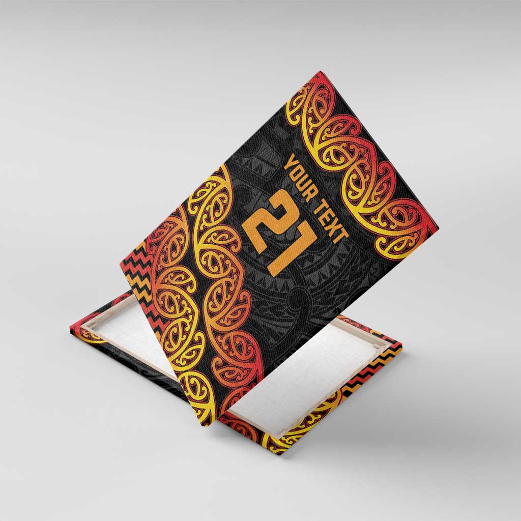 New Zealand Rugby Pacific Custom Canvas Wall Art Rangatira Maori Kowhaiwhai Pattern LT9 With Frame Gold - Polynesian Pride
