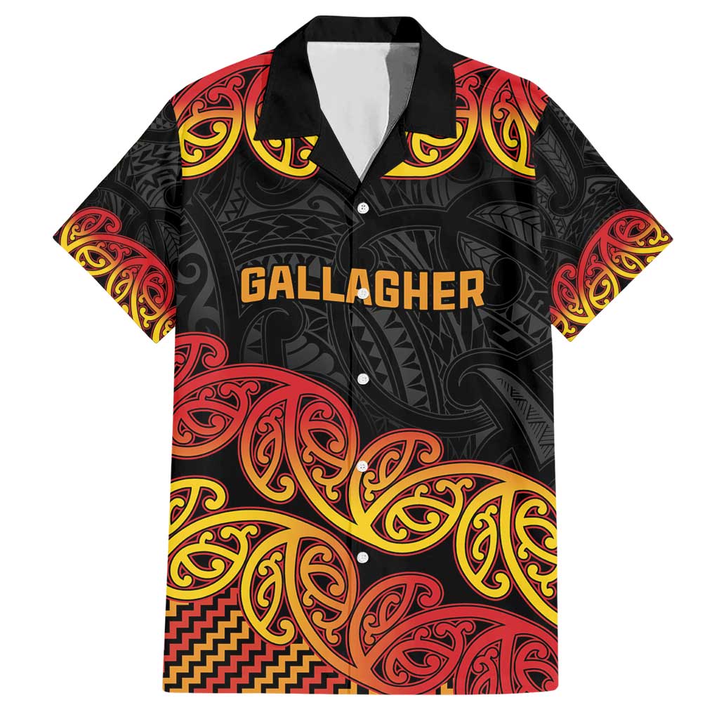 New Zealand Rugby Pacific Custom Hawaiian Shirt Rangatira Maori Kowhaiwhai Pattern LT9 Gold - Polynesian Pride