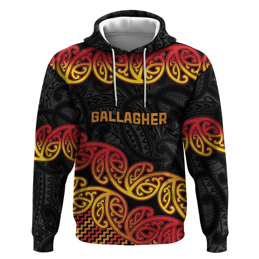 New Zealand Rugby Pacific Custom Hoodie Rangatira Maori Kowhaiwhai Pattern LT9 Pullover Hoodie Gold - Polynesian Pride