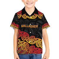 New Zealand Rugby Pacific Custom Kid Hawaiian Shirt Rangatira Maori Kowhaiwhai Pattern LT9 Kid Gold - Polynesian Pride