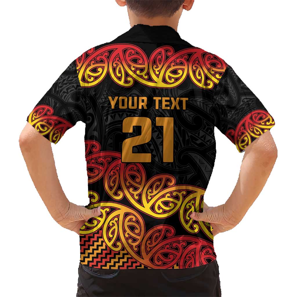 New Zealand Rugby Pacific Custom Kid Hawaiian Shirt Rangatira Maori Kowhaiwhai Pattern LT9 - Polynesian Pride