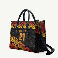 New Zealand Rugby Pacific Custom Leather Bag Rangatira Maori Kowhaiwhai Pattern LT9 Gold - Polynesian Pride