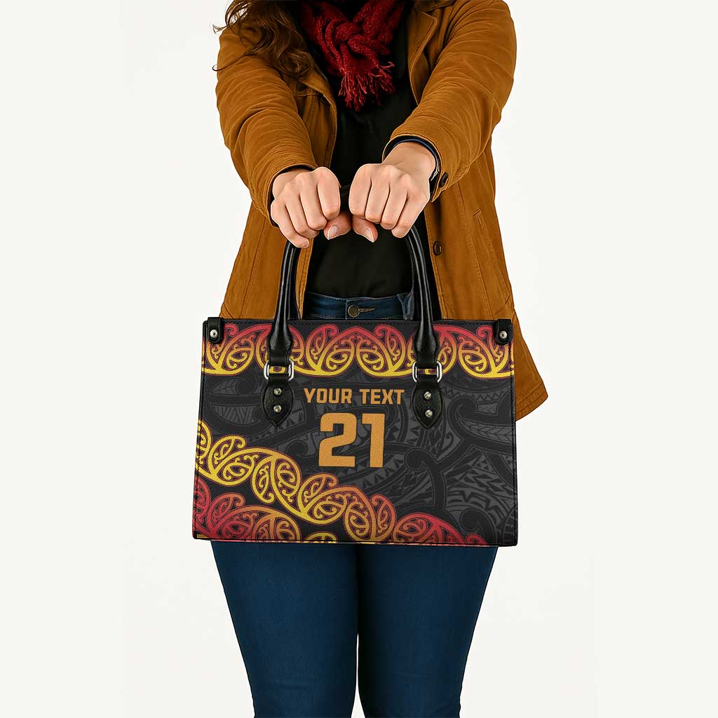 New Zealand Rugby Pacific Custom Leather Bag Rangatira Maori Kowhaiwhai Pattern LT9 - Polynesian Pride