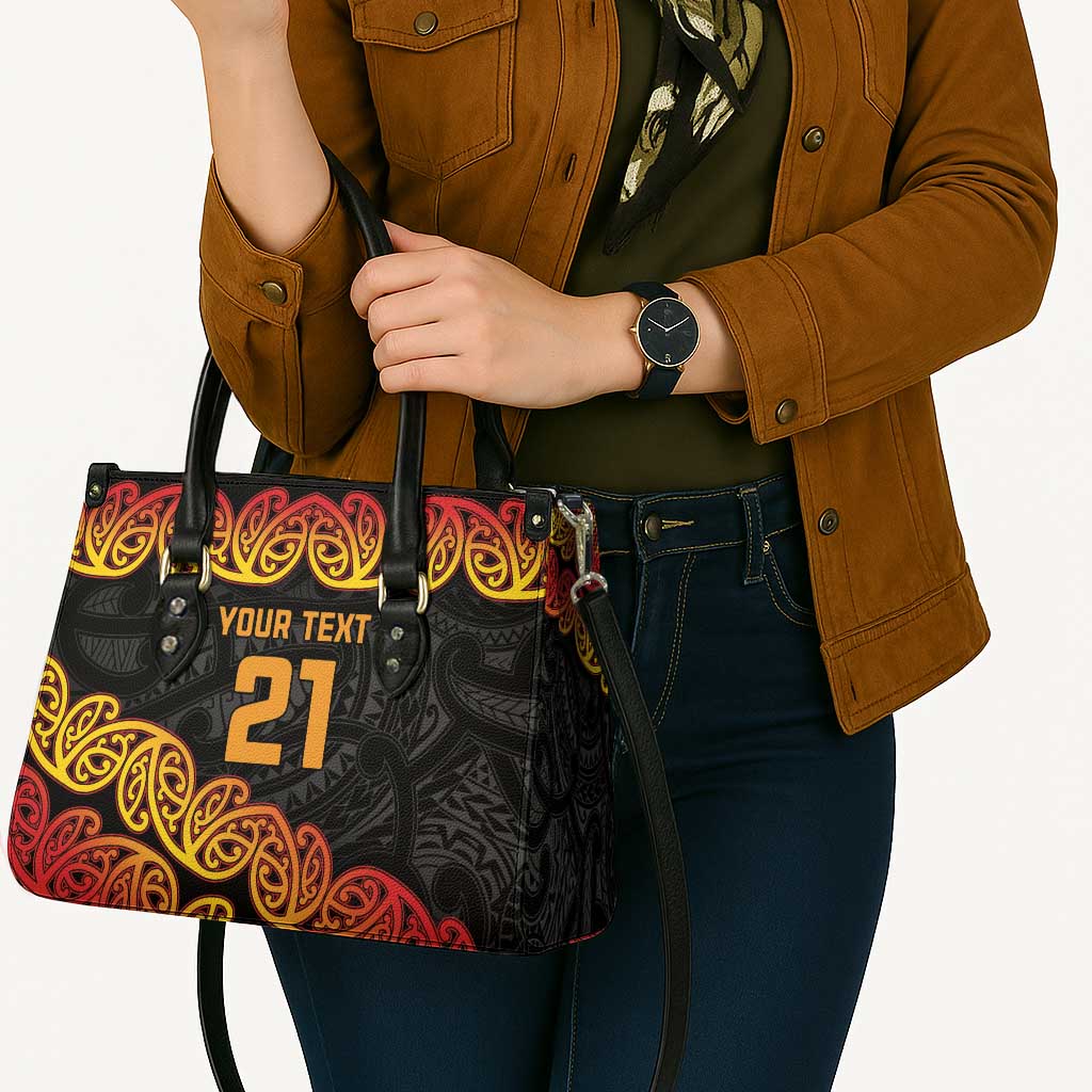 New Zealand Rugby Pacific Custom Leather Bag Rangatira Maori Kowhaiwhai Pattern LT9 - Polynesian Pride