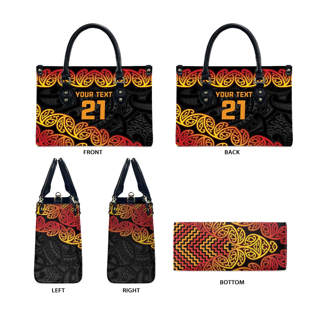 New Zealand Rugby Pacific Custom Leather Bag Rangatira Maori Kowhaiwhai Pattern LT9 - Polynesian Pride