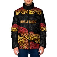New Zealand Rugby Pacific Custom Padded Jacket Rangatira Maori Kowhaiwhai Pattern LT9 Men Gold - Polynesian Pride