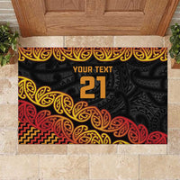 New Zealand Rugby Pacific Custom Rubber Doormat Rangatira Maori Kowhaiwhai Pattern LT9 Gold - Polynesian Pride