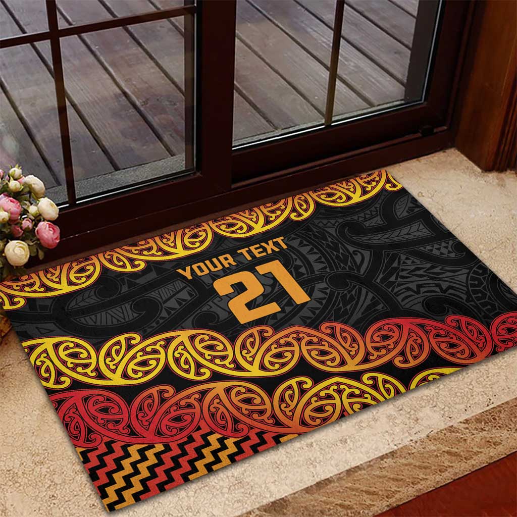 New Zealand Rugby Pacific Custom Rubber Doormat Rangatira Maori Kowhaiwhai Pattern LT9 - Polynesian Pride