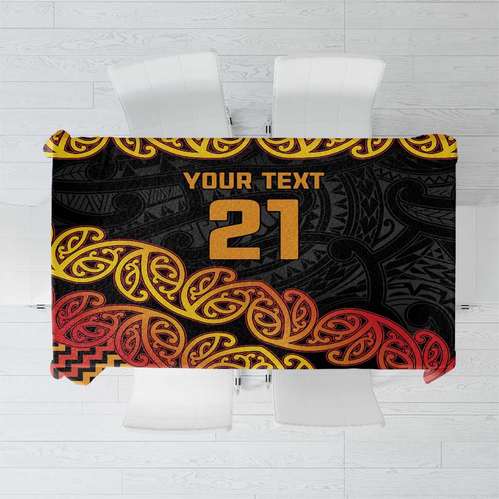 New Zealand Rugby Pacific Custom Tablecloth Rangatira Maori Kowhaiwhai Pattern LT9 Gold - Polynesian Pride