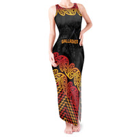 New Zealand Rugby Pacific Custom Tank Maxi Dress Rangatira Maori Kowhaiwhai Pattern LT9 Women Gold - Polynesian Pride