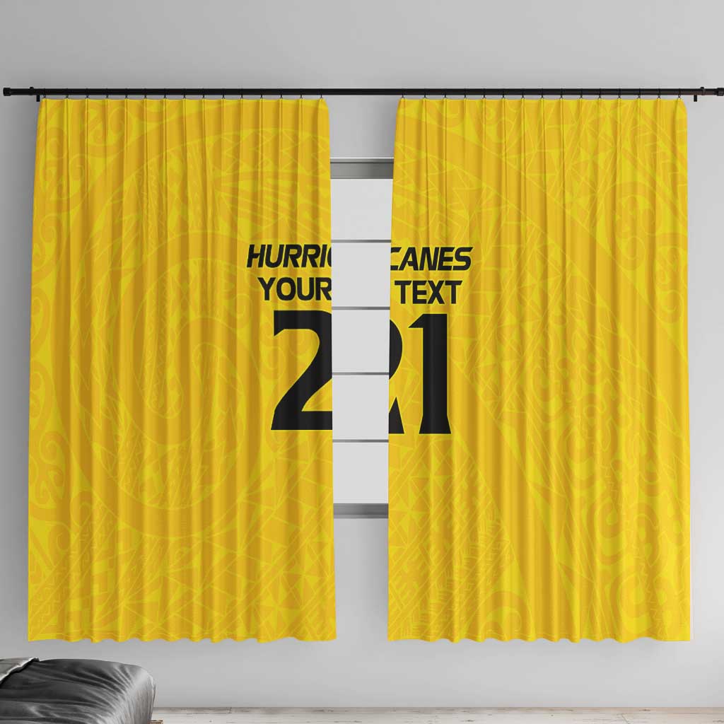New Zealand Rugby Pacific Custom Window Curtain Hau Awhiowhio Maori Tribal Tattoo LT9 With Hooks Gold - Polynesian Pride