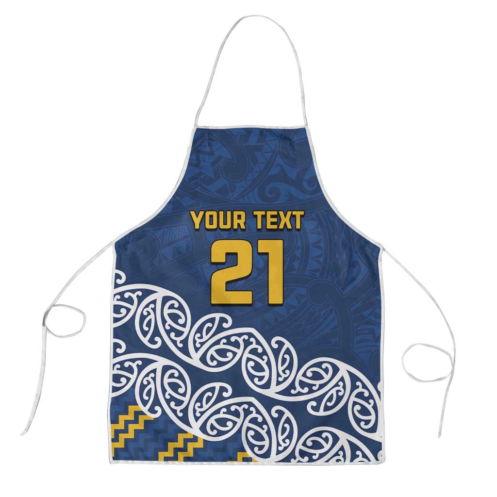 New Zealand Rugby Pacific Custom Apron Kahupeka Maori Kowhaiwhai Pattern LT9 Blue - Polynesian Pride