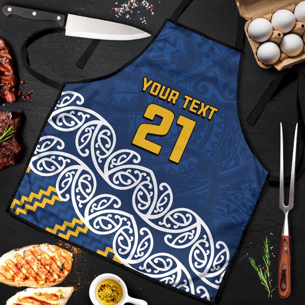 New Zealand Rugby Pacific Custom Apron Kahupeka Maori Kowhaiwhai Pattern LT9 Blue - Polynesian Pride