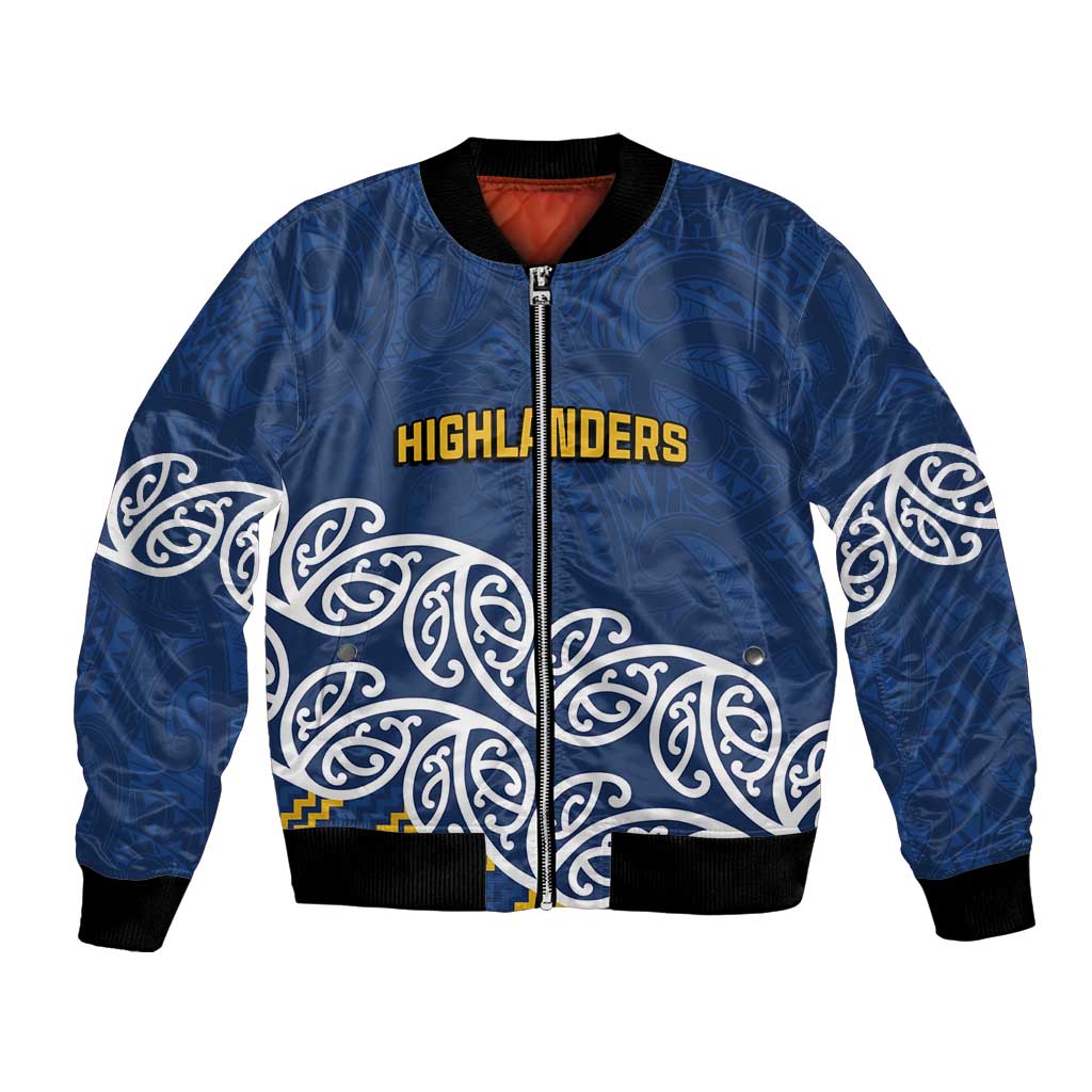 New Zealand Rugby Pacific Custom Bomber Jacket Kahupeka Maori Kowhaiwhai Pattern LT9 Unisex Blue - Polynesian Pride