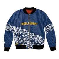 New Zealand Rugby Pacific Custom Bomber Jacket Kahupeka Maori Kowhaiwhai Pattern LT9 Unisex Blue - Polynesian Pride