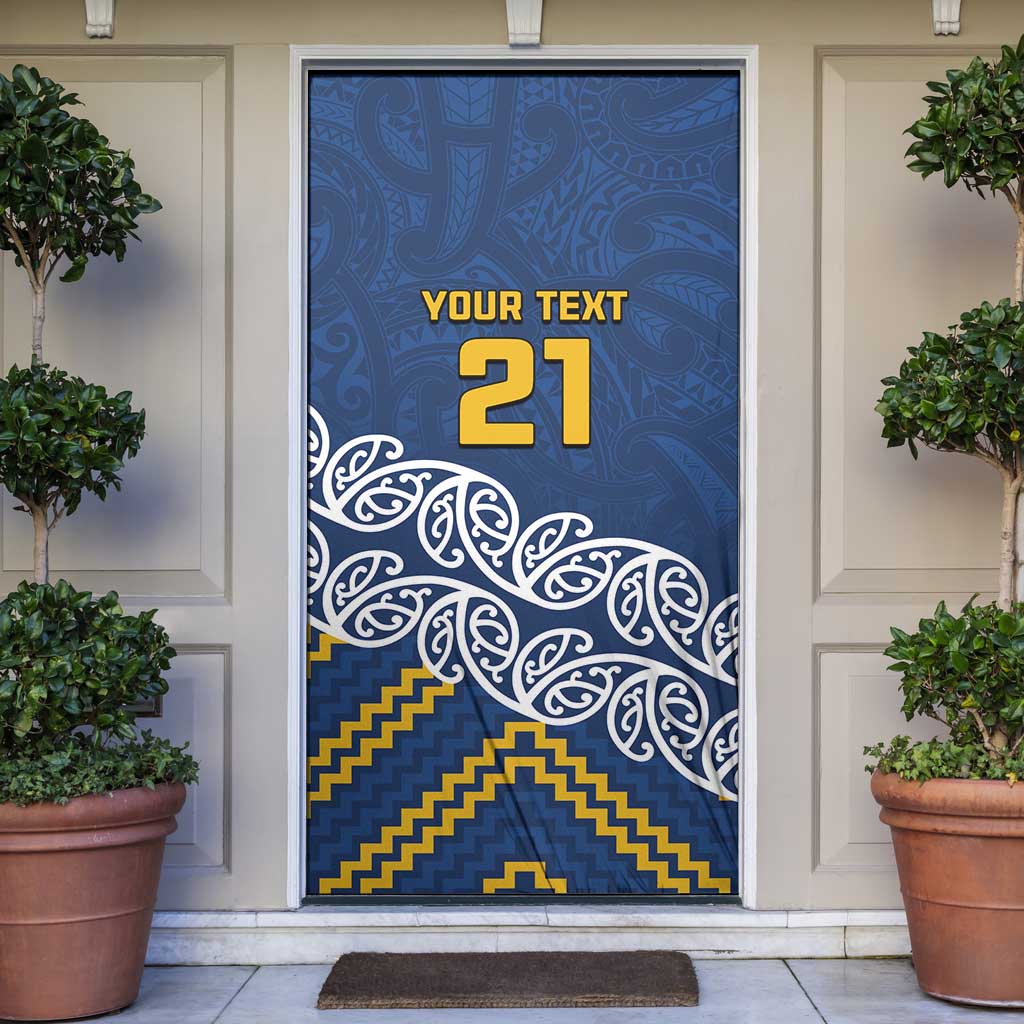 New Zealand Rugby Pacific Custom Door Cover Kahupeka Maori Kowhaiwhai Pattern LT9 Blue - Polynesian Pride