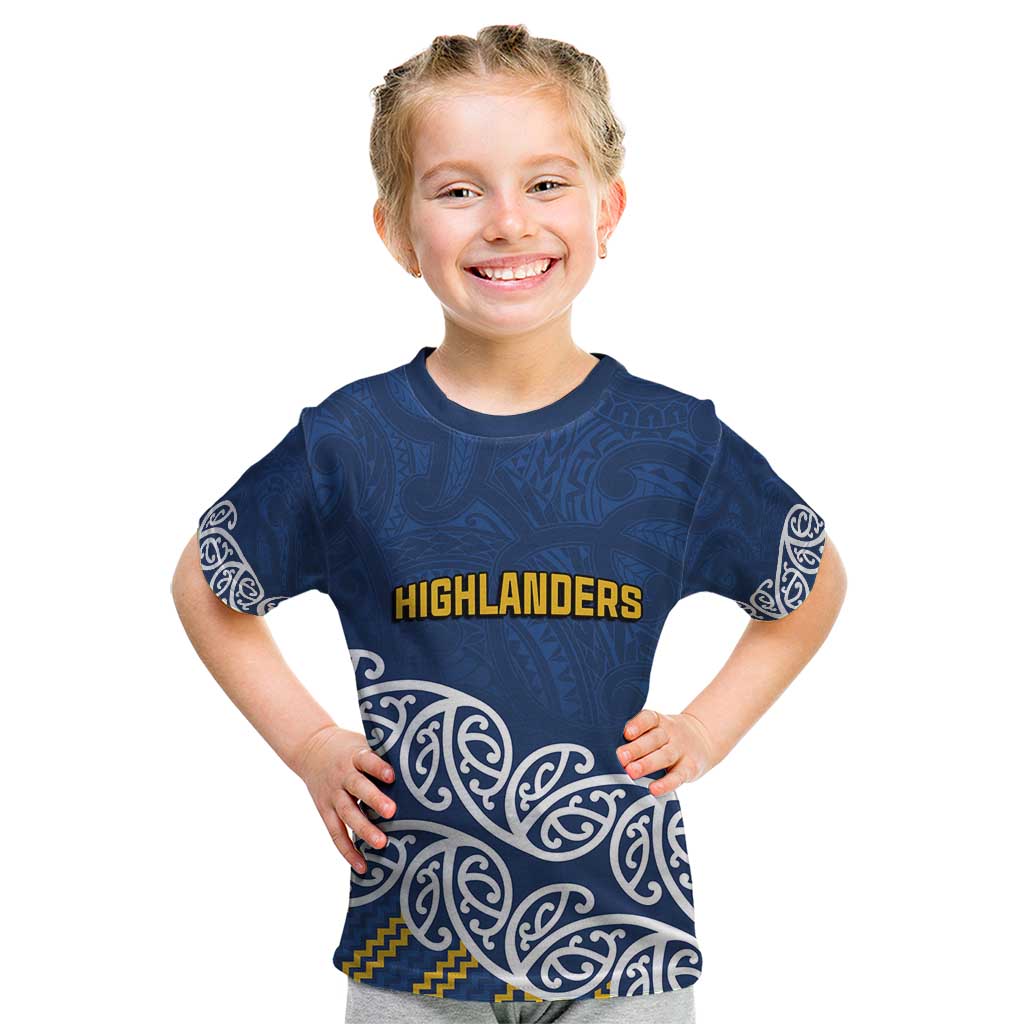 New Zealand Rugby Pacific Custom Kid T Shirt Kahupeka Maori Kowhaiwhai Pattern LT9 Blue - Polynesian Pride