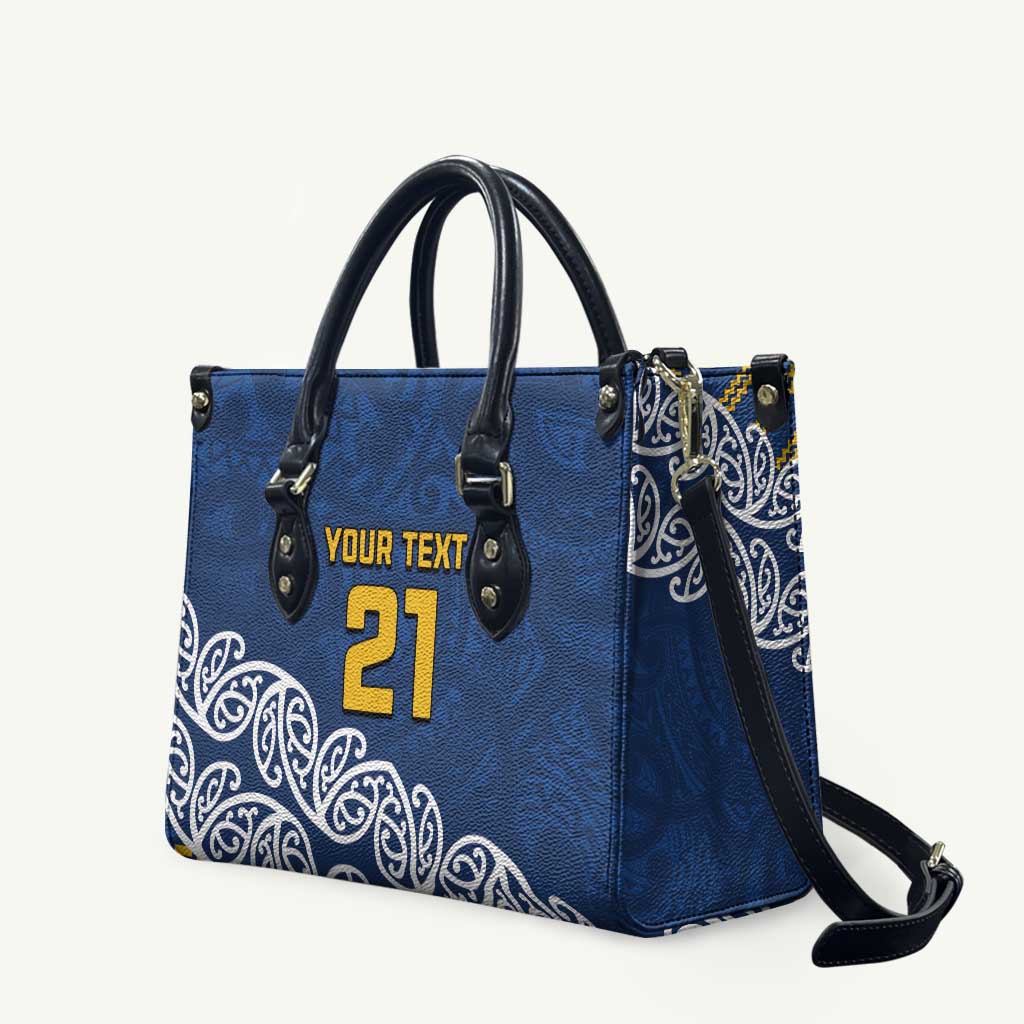 New Zealand Rugby Pacific Custom Leather Bag Kahupeka Maori Kowhaiwhai Pattern LT9 Blue - Polynesian Pride