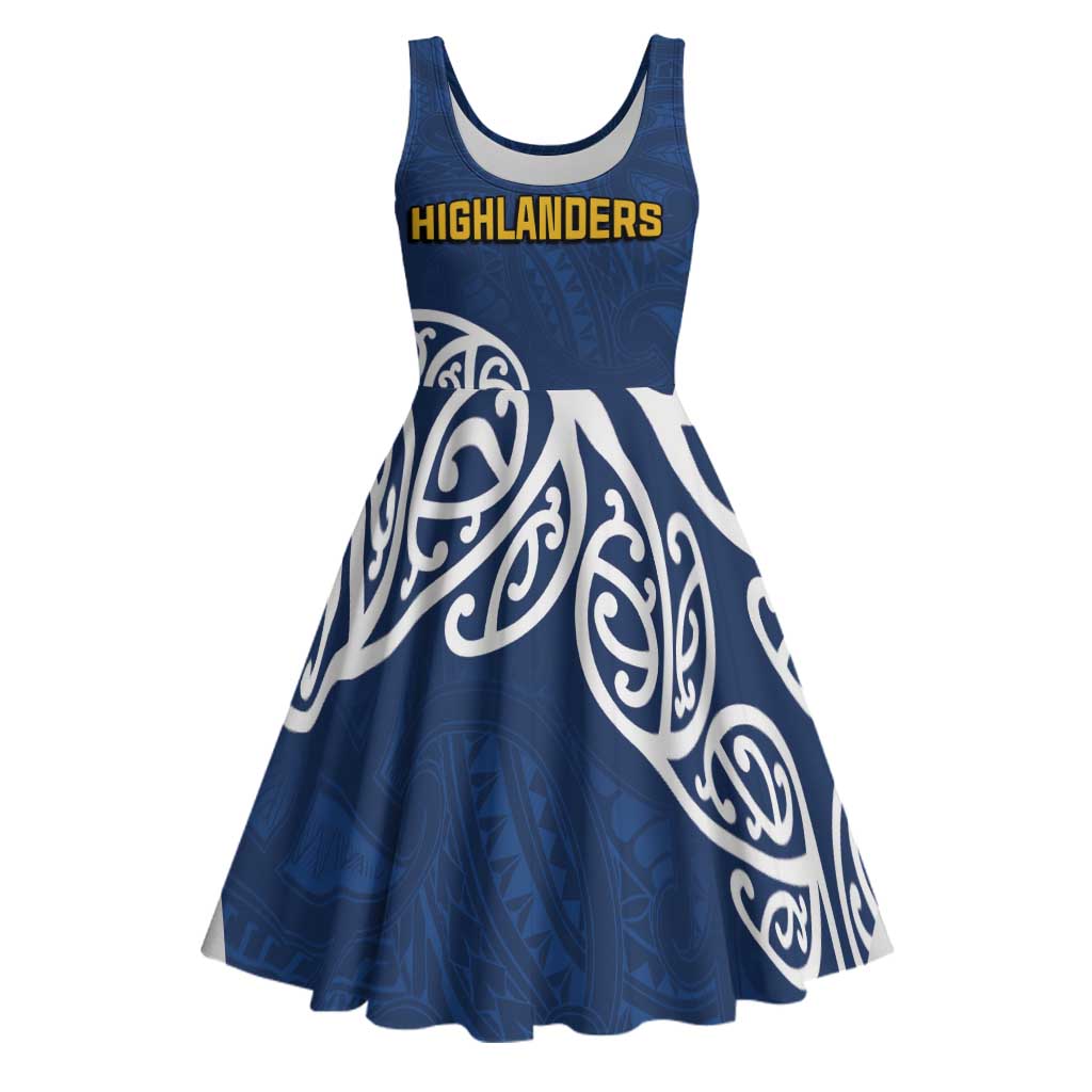 New Zealand Rugby Pacific Custom Midi Dress Kahupeka Maori Kowhaiwhai Pattern LT9 Blue - Polynesian Pride