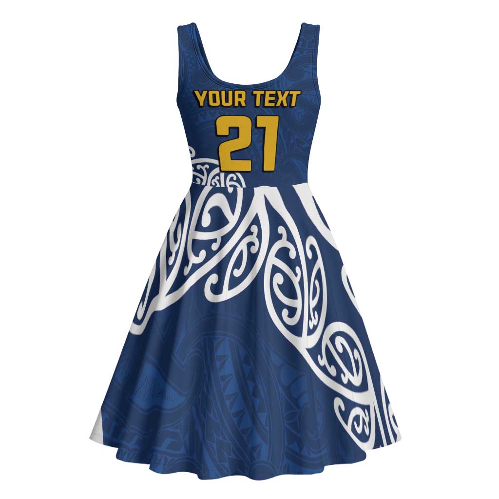 New Zealand Rugby Pacific Custom Midi Dress Kahupeka Maori Kowhaiwhai Pattern LT9 - Polynesian Pride