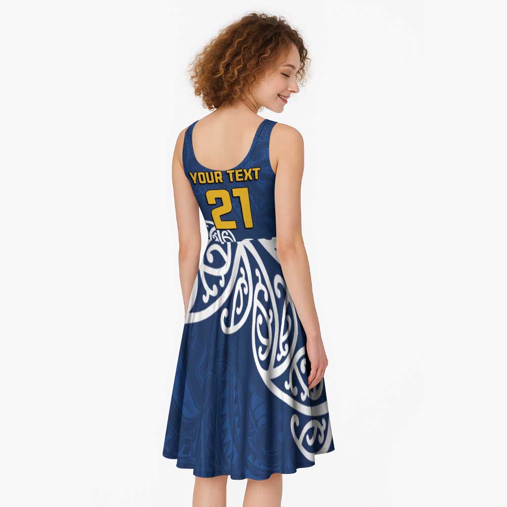 New Zealand Rugby Pacific Custom Midi Dress Kahupeka Maori Kowhaiwhai Pattern LT9 - Polynesian Pride