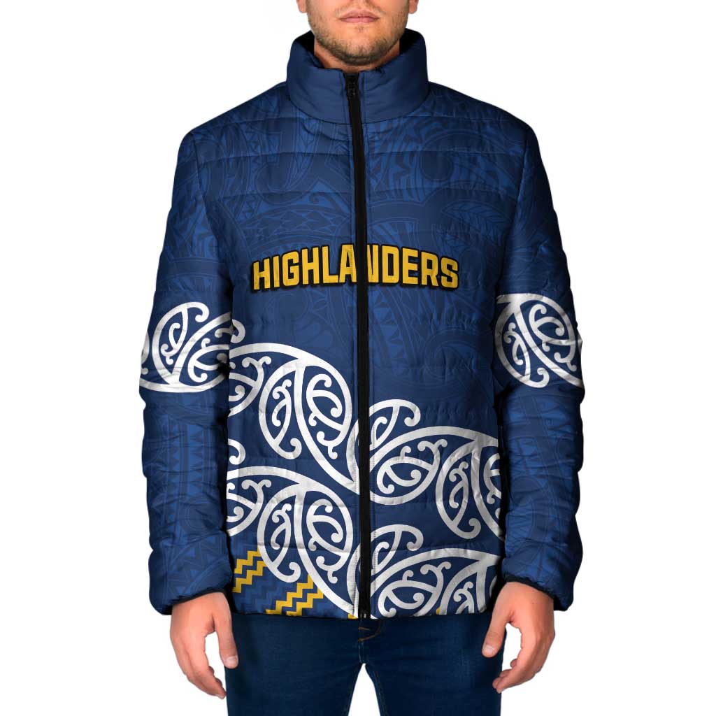 New Zealand Rugby Pacific Custom Padded Jacket Kahupeka Maori Kowhaiwhai Pattern LT9 Men Blue - Polynesian Pride