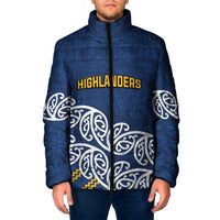 New Zealand Rugby Pacific Custom Padded Jacket Kahupeka Maori Kowhaiwhai Pattern LT9 Men Blue - Polynesian Pride